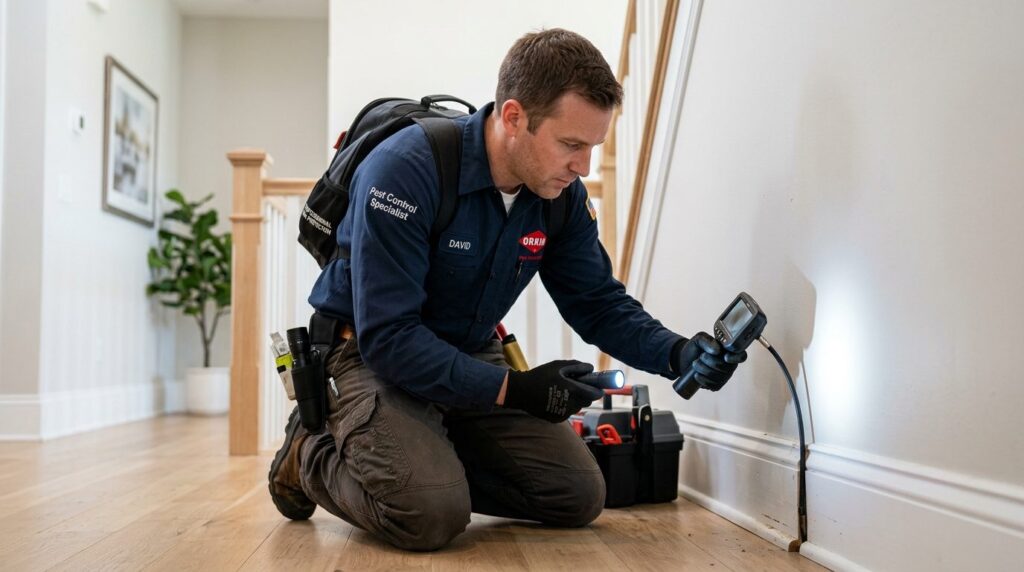 Professional photograph of a male pest control specialist in